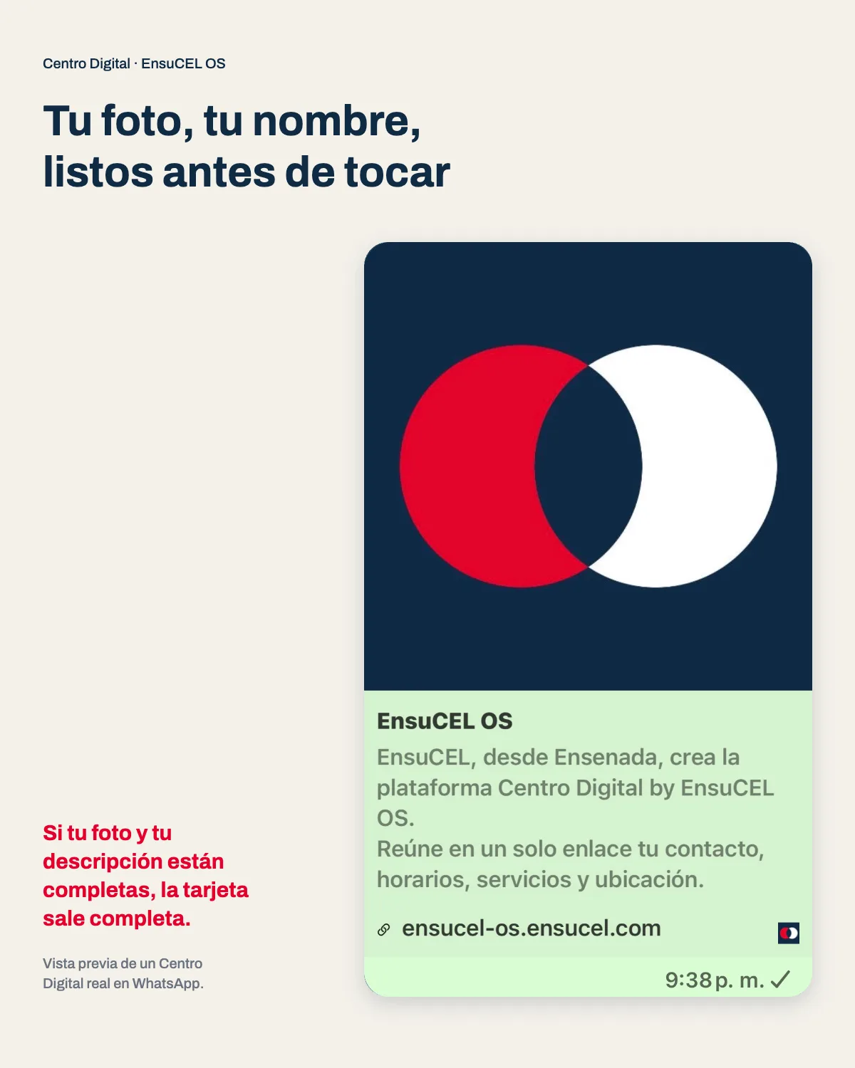 Vista previa al compartir el enlace de un Centro Digital real por WhatsApp, con su logo, nombre y descripción