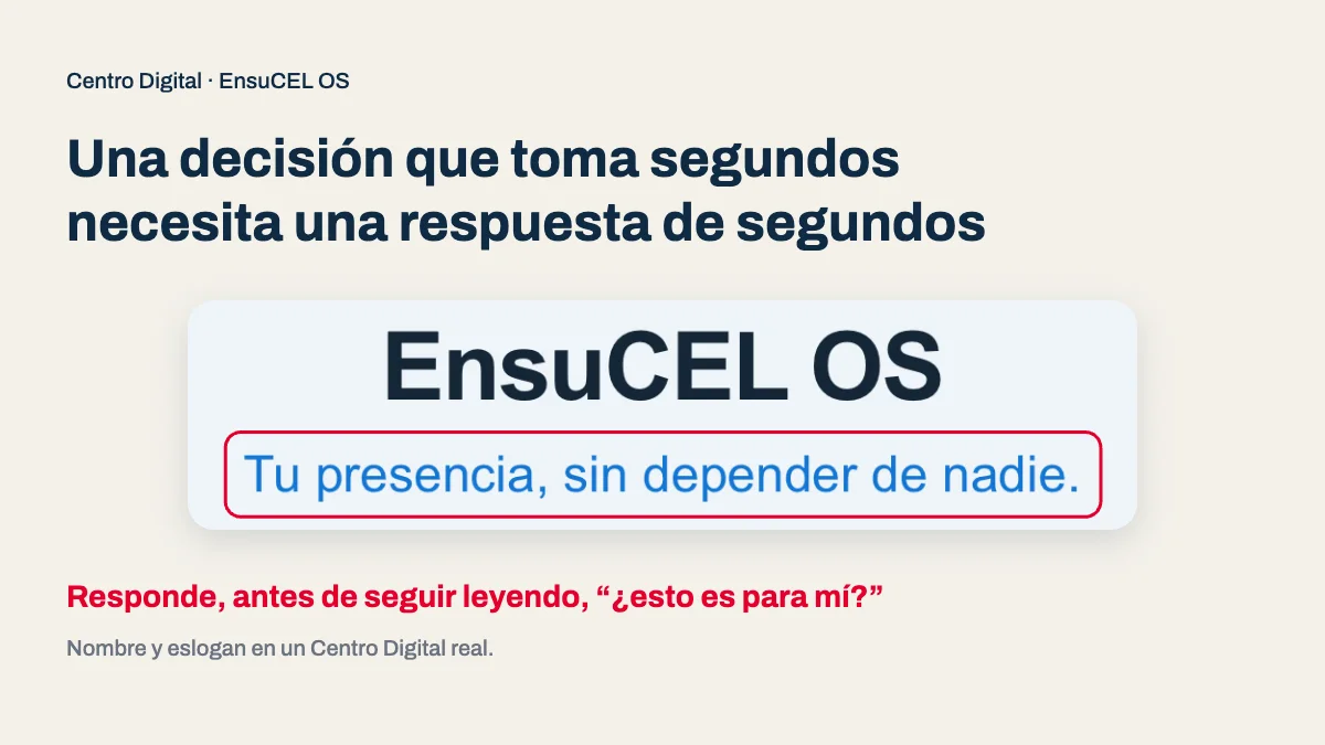 Eslogan para tu negocio digital: nombre y línea corta debajo, tal como aparecen en un Centro Digital real